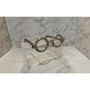 Silver Hammered Aluminum Eyeglass Spectacles Glasses Art Decor Sculpture, New
